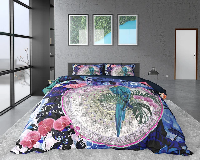 HOUSSE DE COUETTE en Satin De Coton 200X220cm Parure de Lit Diara Multi