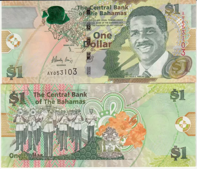 Billets de banque BANKNOTE money BAHAMAS 1 $ 2015 NEUF NEW UNC