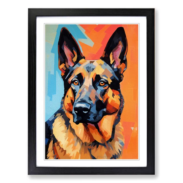 German Shepherd Art Deco No.2 Wall Art Print Framed Canvas Picture Poster Decor