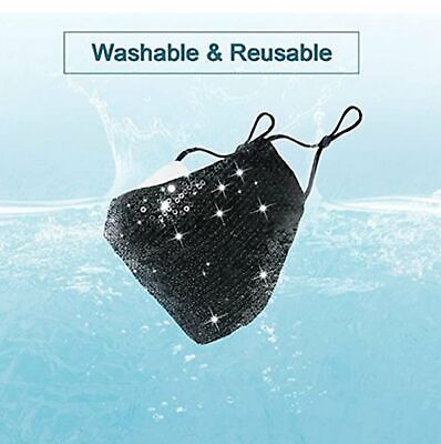 Reusable Washable Fashion Face Mask Sequin Glitter Bling Mouth Nose Crystal