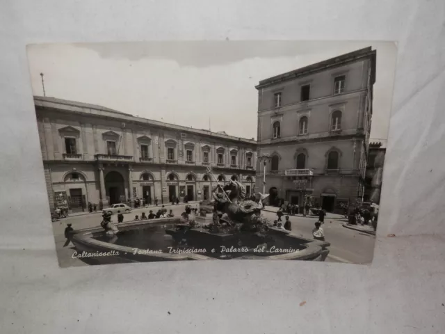 Vecchia cartolina foto d epoca di Caltanissetta fontana Tripisciano palazzo