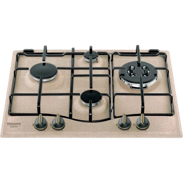Hotpoint PCN 750 T Piano Cottura Gas 5 Fuochi - Incasso, Avorio, Griglie Ferro, Sicurezza - Foto 6