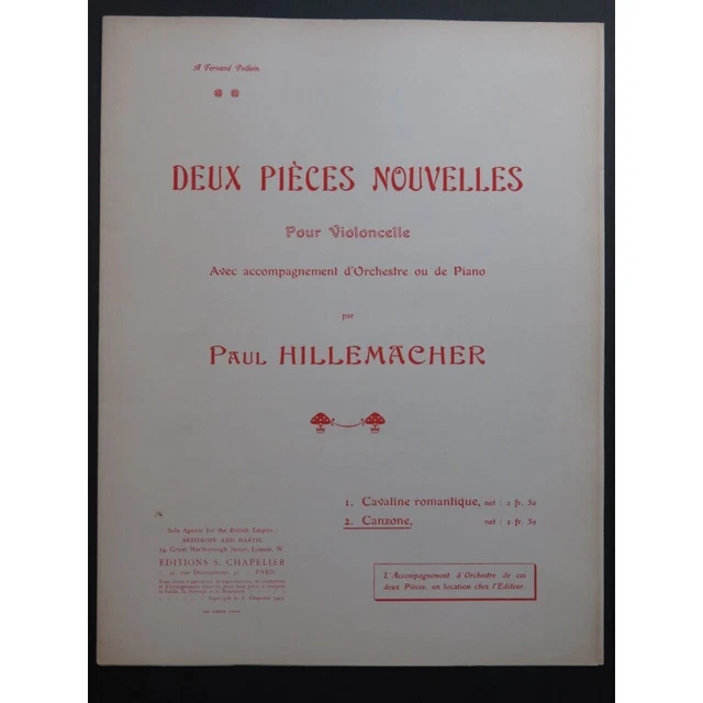 HILLEMACHER Paul Canzone Violoncelle Piano 1913 2