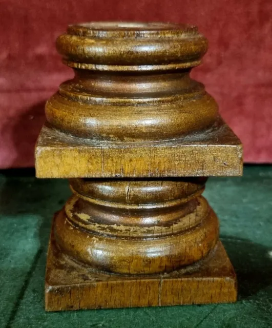 2 Turned wood base newel post finial Antique french architectural salvage 1"65 7