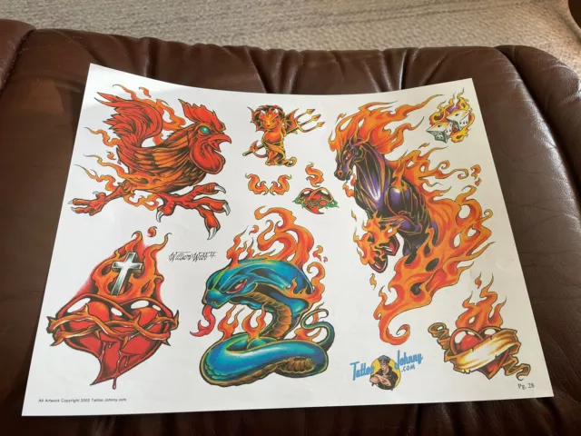 (Lote 18) Hoja de papel de arte flash tatuaje vintage William Webb II 2002