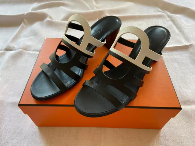 CHAUSSURES HERM S mules Celena en cuir noir et blanc pointure 41