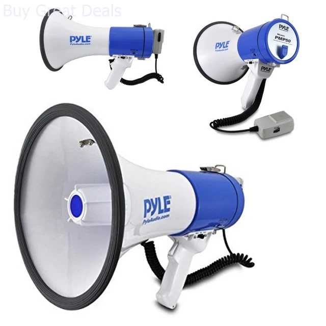 MEGAPHONE BULLHORN 50 watt Piezo Dynamic Siren Talk Speakers Loud Sound