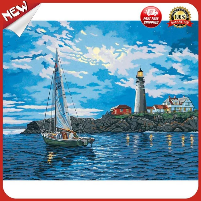 UK (DE0980) 5D Zum Selbermachen Vollbohrer Diamant Malerei Cartoon Segelboot Kreuzstich Emb