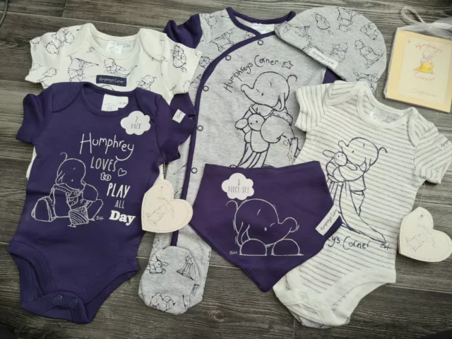 Bnwt Humphreys Corner Babygrow Bodysuits Book Set 0-3 Months Baby Shower Gift