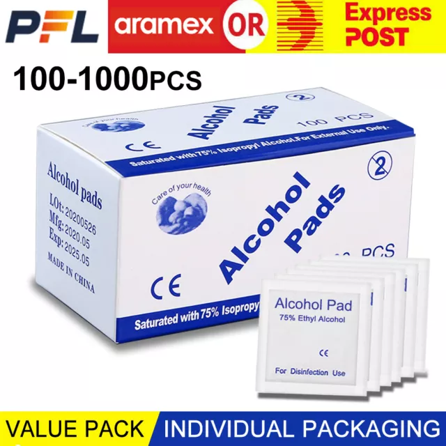 50-1000PCS Reynard Alcohol Pad Wipes Sterile 75% Medical Isopropyl Skin Swabs AU