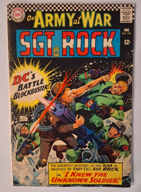Our Army at War SGT. ROCK #168 1st Appearance Of The Unknown Soldier 1966 Key