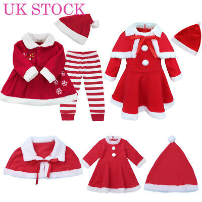 UK Baby Girls Christmas Dress Santa Costume Set Xmas Outfit Festival Clothing