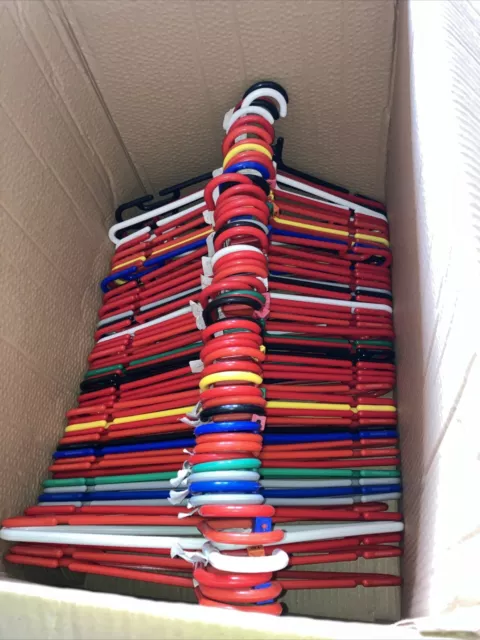 55 Pack Mixed Heavy Duty Coloured Plastic Adult Coat Hangers Job Lot/ Bundle