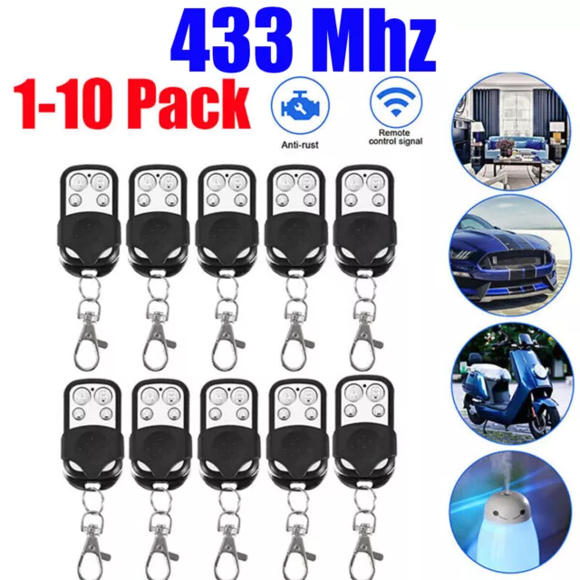 10x Universal Cloning Remote Control Electric Gate Garage Door Opener Key Fob