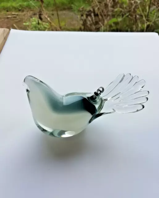 Seguso White, Slate Grey, Opaline Love  Bird Cased In Clear Glass. C1970s 3