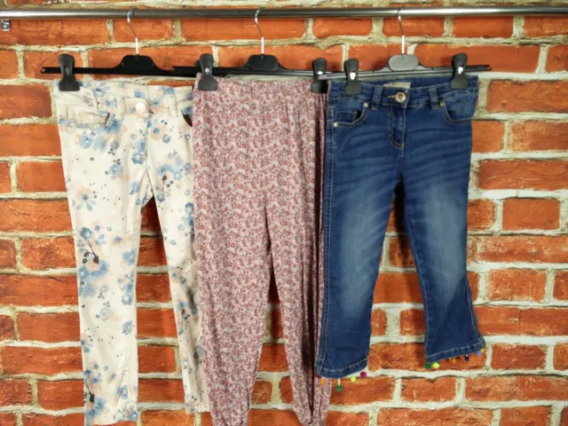 Girls Bundle Age 6-7 Years 100% Next Jeans Floral Cropped Tropusers Set 122Cm