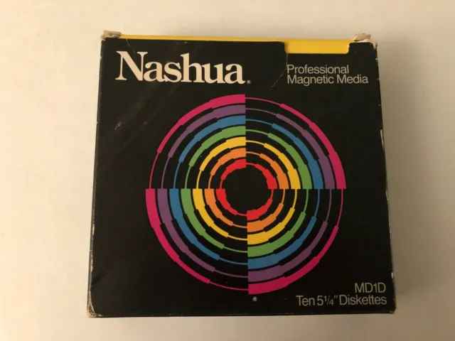 Vintage Box Of 10 Nashua 5.25” Diskettes Md1D