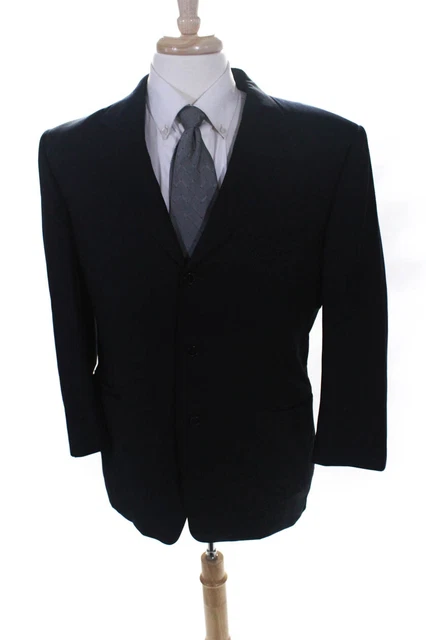 Guy La Ferrera Mens Notched Three Button Half Sleeve Blazer Black Size 52