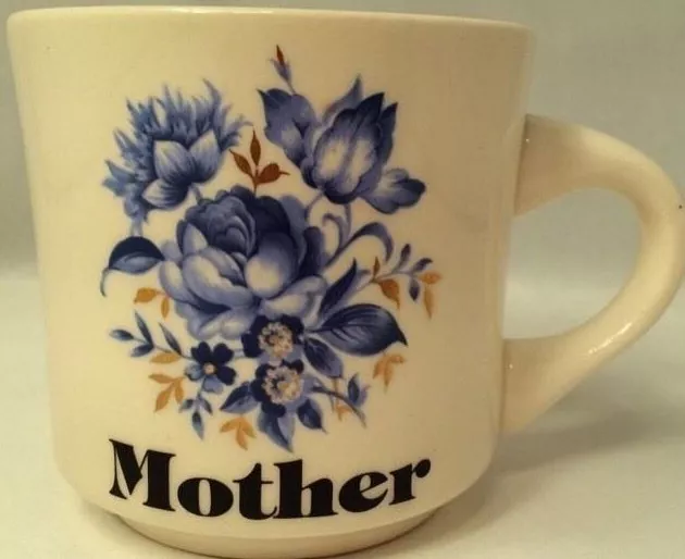 Mother Mom Flower Blue Bells Flower Gold Leaves Coffee Mug Cup Vintage 10oz