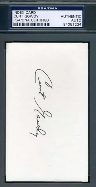 Curt Gowdy Psa Dna Coa Autograph 3x5 Index Card Hand Signed Authentic