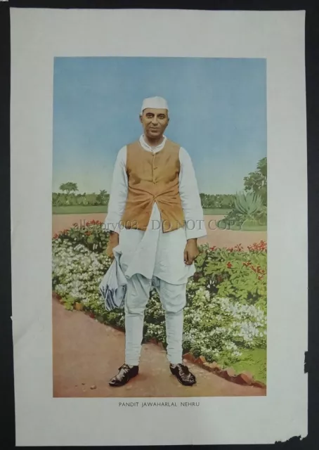 Vintage 40's Politica Stampa Nehru Con Giornali 13in x 1