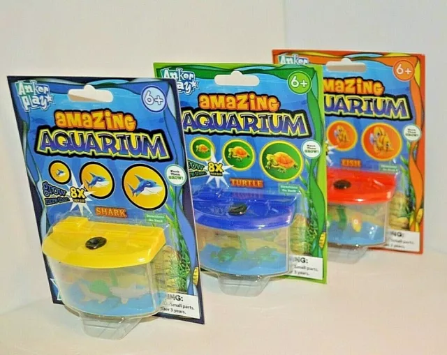 U PICK Amazing TOY AQUARIUM Turtle SHARK Fish Age 6+ ADD WATER & Watch Them GROW