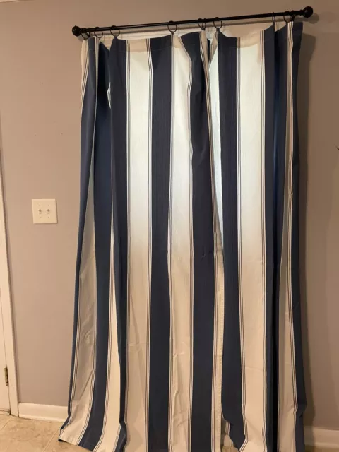 Pottery Barn Kids Cadiz striped curtain panels blue/cream 44x 84 in set of 2 Pottery Barn Kids Cadiz striped curtain panels blue/cream 44x 84 in set of 2