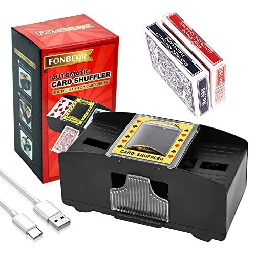 2 Deck Automatic Card Shuffler - USB & Battery-Operated Electric Shuf...