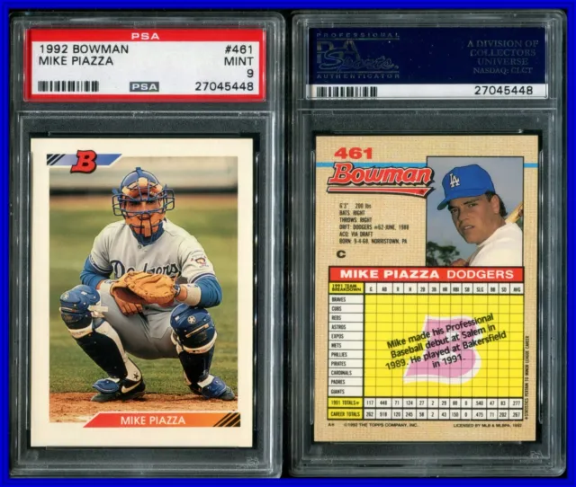 PSA 9 1992 Bowman #461 Mike Piazza RC Los Angeles Dodgers