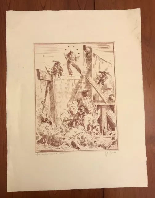 J A Pecsenke Etching COMEDIA DELL'ARTE - XVIIB Pencil Signed Numbered 130/150