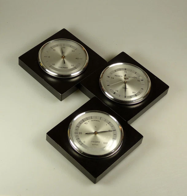 Originale 70er Jahre Fischer Wetterstation Thermometer Barometer Hygrometer