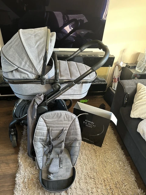 ICANDY PEACH 6 Light Grey Check Travel System With Footmuff And