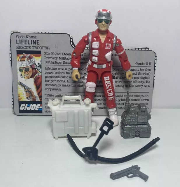 1986 De colección GI Joe lote ARAH Lifeline figura completa con tarjeta de archivo 216 C11