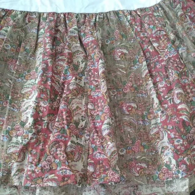 Falda de cama Ralph Lauren talla doble 14"" marrón gota, verde borgoña estampado multicolor
