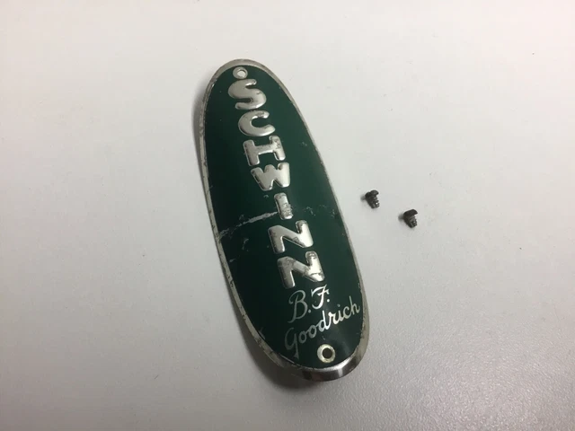 Vintage 1950s Schwinn BF Goodrich Headbadge Green Hornet Bike Vintage 1950s Schwinn BF Goodrich Headbadge Green Hornet Bike