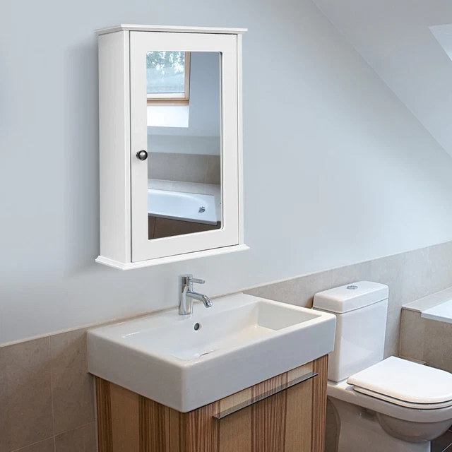 NNECW 2-in-1-Door Wall-Mounted Mirrored Medicine Cabinet with Adjustable Shelf-W