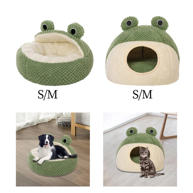 Warm Dog Bed Semi Enclosed Pet Cat Nest Sleeping Self Warming Indoor Frog Shape
