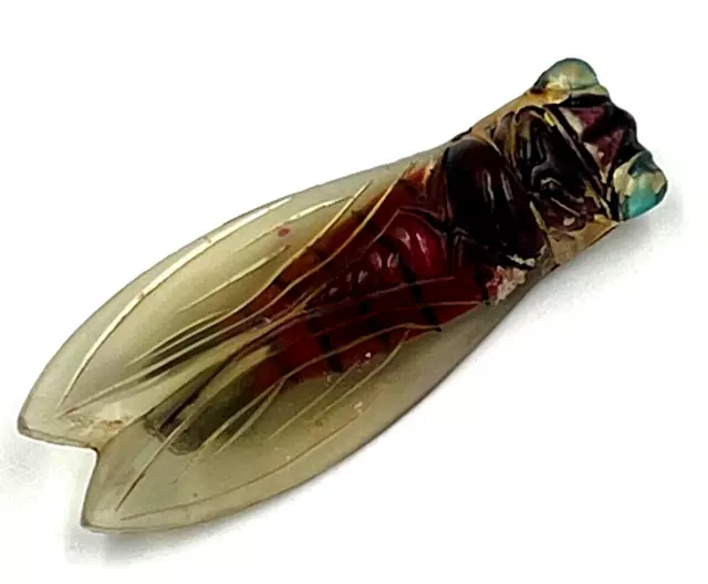 Antique Art Deco Bakelite-Lucite Cicada Insect Brooch  (Body seen through wings)