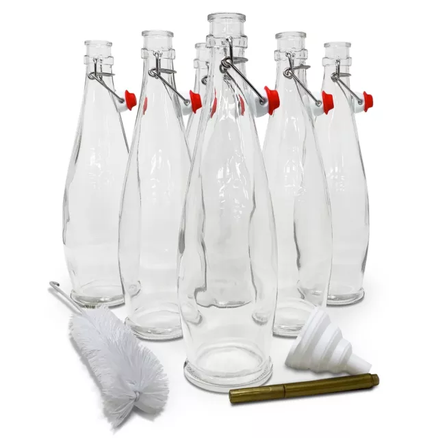 Nevlers 33 Oz. Airtight Glass Swing Top Bottles - Teardrop Shape (Pack of 6)
