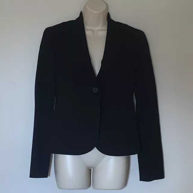 Lafayette 148 Jacket Blazer Wool One Button Black Womens Size 4