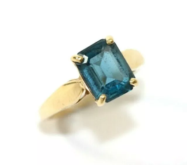 Vintage 1.70 Carat Naturel Topaze Bleu Argent Plaqué or Jaune Femme Bague