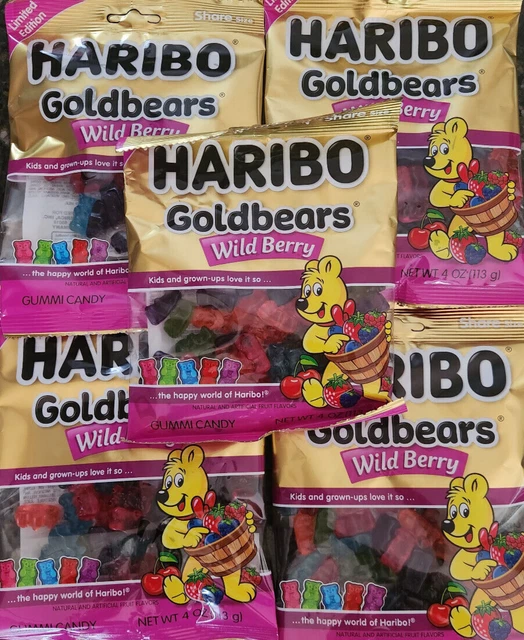 5 BAGS HARIBO Wild Berry Goldbears 100th Anniversary Gummy BEARS LMTD