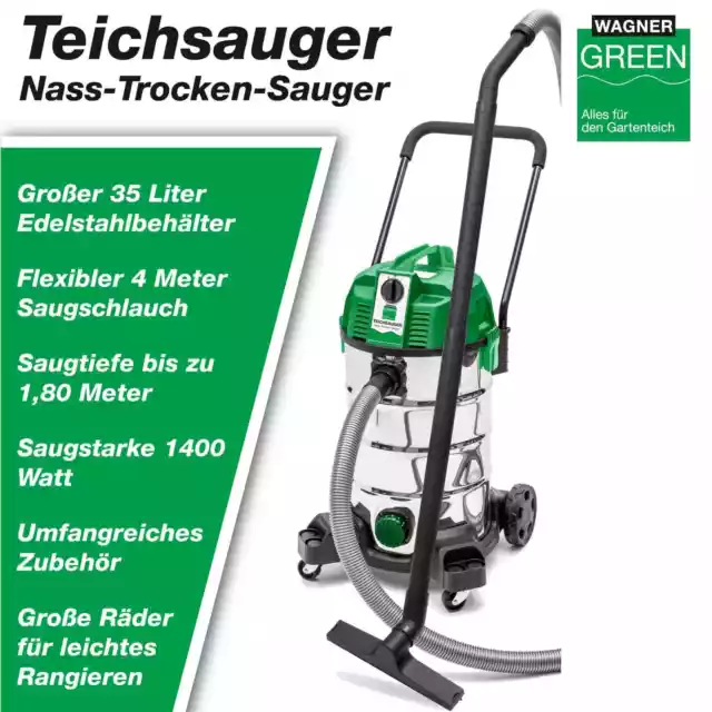 Schlammsauger Teich Wagner GREEN Teichsauger 35 Liter VA Nass Trockensauger