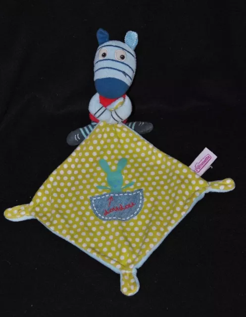 Peluche Doudou Zèbre Bleu Mouchoir POMMETTE Vert à Pois Lapin Imprimé TTBE