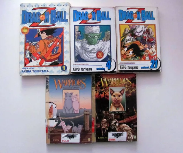 Dragon Ball Z 1, 4, 21 Warriors 1, 3 Manga Lot Akira Toriyama Goku Piccolo comic
