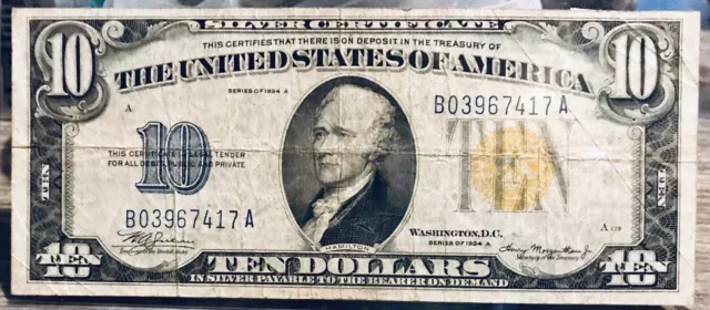 $10 SILVER CERTIFICATE 1934a NORTH AFRICA ISSUE
