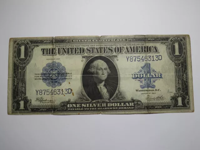 $1 1923 Silver Certificate Large Bank Note Bill Blue Seal One Dollar Very Good