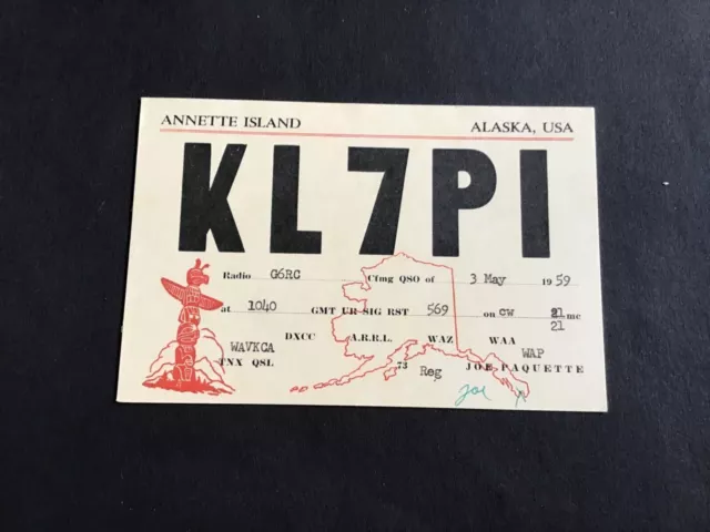 Vintage QSL Radio communication card 1959 Alaska USA R37907