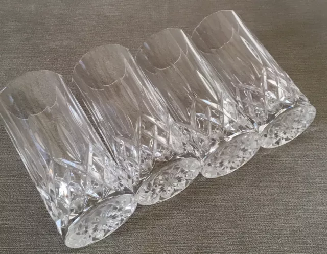 Hi Ball Lead Crystal Glasses Set Drinking Glass X 4 Excellent Quality 15cm Tall