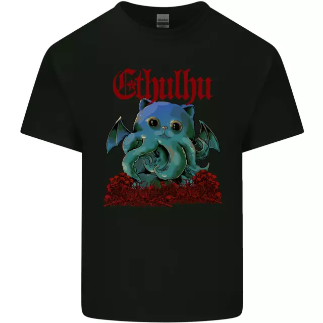 T-shirt top da uomo in cotone Cathulhu divertente gatto Cthulhu parodia Kraken